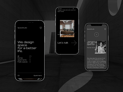 SpaceStudio architecture blackandwhite interaction design minimal mobile design mobile ui photography typography uidesign uiux webdesign website