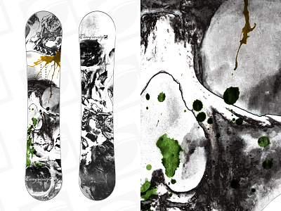 Zerogravity Snowboard "Skulls" black and white illustration skull snowboard zero gravity