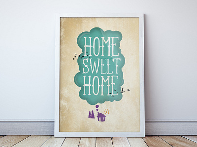 Home Sweet Home art balloon home illustration poster vector