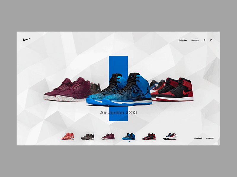 Nike Air Jordan concept website after effects animation basketball concept fashion gallery interaction design jordan michael jordan nike shoes sneakers web animation webdesign website