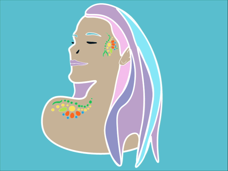 dripping so pretty animation giff hippie line art psychedelic trippy woman