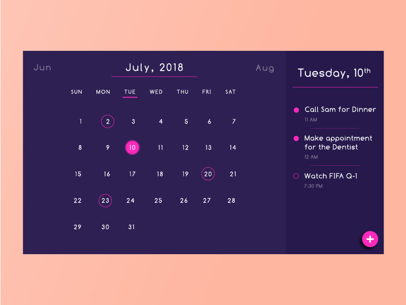 Calendar by Himank Goel on Dribbble