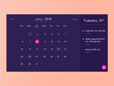 Calendar agenda calendar dark list tasks todo ui