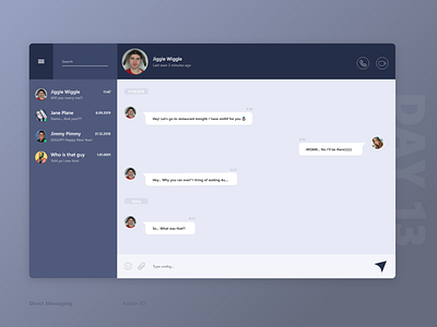 Daily UI Challenge Day #13 challenge dailyui day 13 design direct messaging ui ux