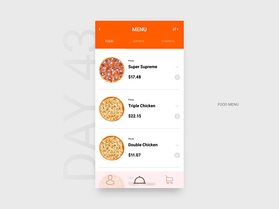 Daily UI Challenge Day #43 app challenge dailyui day 43 design food menu mobile ui ux