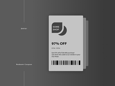 Daily UI Challenge Day #61 challenge dailyui day 61 redeem coupon ui ux web design