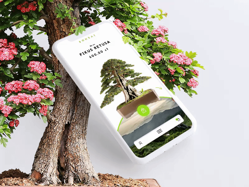 Bonsai time! bonsai clean ecommerce interface motion shop tree ui ux website wiwi