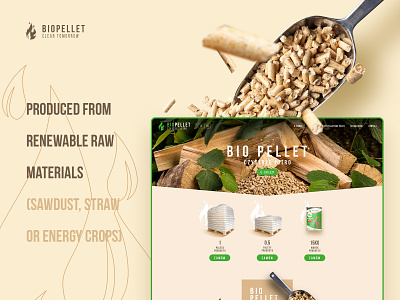 Biopellet website and shop for ecological fuel producer. bio branding fire pellet responsive shop ui webdesign website