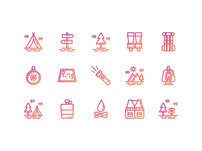 Hiking and Outdoor Icons design icon icon design icon set icongraphy
