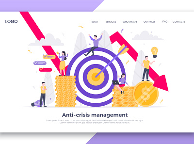 Anticrisis management 2020 v2 arrow branding business concept crisis design downturn flat illustration man people vector
