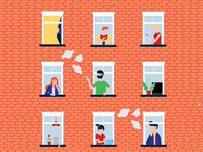 Various people in their windows