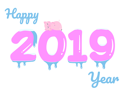Happy new 2019 year poster calendar christmas greeting happy holiday new pig piglet postcard symbol xmas year
