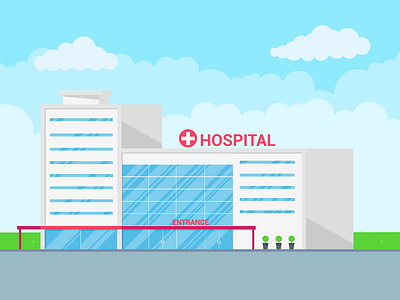 Hospital building architecture concept building cross disabled doctor entrance health healthcare hospital people plan