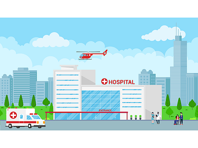 Hospital Medical Center ambulance city cure desabled doctor health care healthcare helicopter hospital nurse patient wheelcair