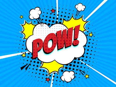 Comic lettering speech bubble for emotion with text POW!