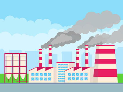 Industrial factory plant flat style design vector illustration