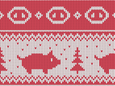 Christmas seamless knitted pattern with piglet and the fir chinese earthtones flat illustration knit new year pattern pig piglet pink seamless tree