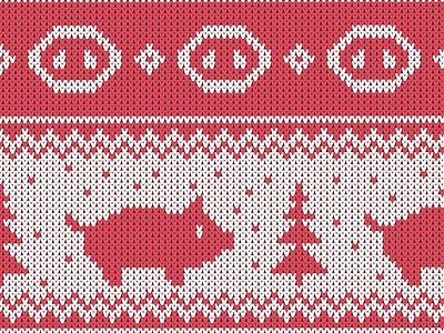 Christmas seamless knitted pattern with piglet and the fir