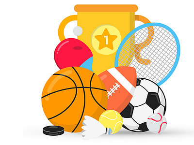 Sport gaming composition background badminton banner college element illustration league logo sale sport team tournament vector
