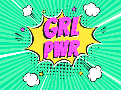 Girl Power pop art concept 8 march comic concept flat giel girl power grl pwr pink pop art power vector woman