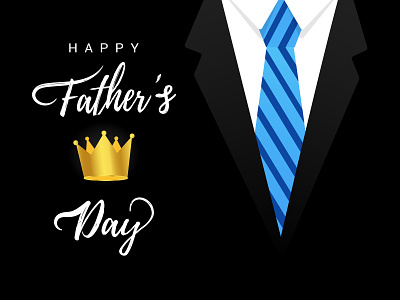 Happy Father's day postcard concept crown daddy day father fathers day flat illustration man necktie people tie vector