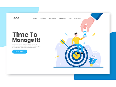 Effective goal achievement time management business concept. achievement business concept design flat internet landing page site target template time vector web