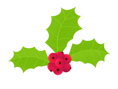 Winter and holiday symbol - holly berries icon sign berry christmas flat holiday holly leaf season traditional