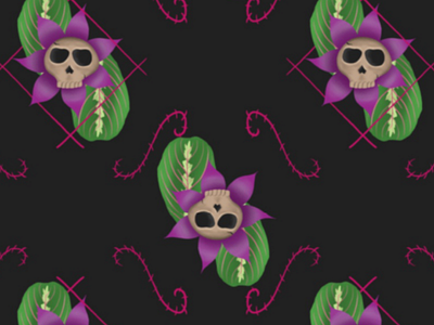 Tropical Skull Seamless Pattern