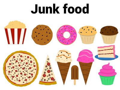 Junk, glorious junk! art cute dessert food foodie graphic graphic design illustration junk food vector vector art