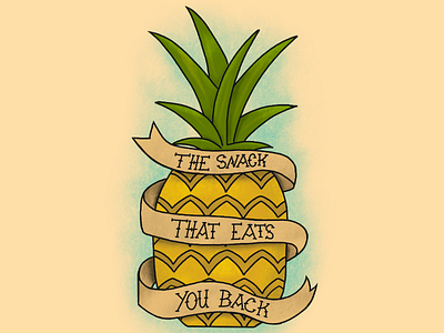 The snack that eats you back! american traditional design digital painting fruit illustration pineapple tattoo tattoo flash vintage