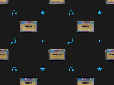 All Mixed Up Seamless Pattern audio audio tape cassette illustration pattern wallpaper