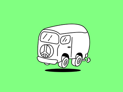 Flying Hippie Bus Icon Version 1 branding graphic design hippie icon illustration vector