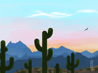 Welcome to Arizona art az concept art desert digital painting landscape pastel