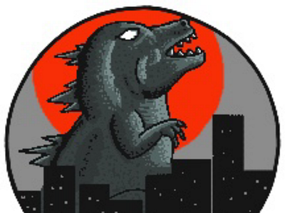 Godzilla Pixel Art - sticker design 2d classic custom brush design digital painting pixel art sticker video games. graphic design