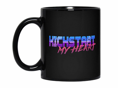 Kickstart My Heart Mug Design 80s glam rock caffeine coffee design lyrics mug pun typeography
