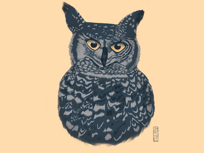 Owl art art prints bird digital painting nature out doors owl predators print