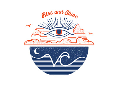 Rise and Shine branding clouds eye logo illustration