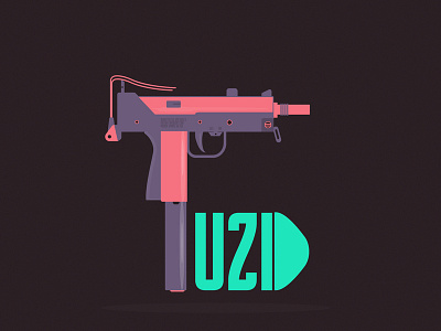 Uzi colorful gun illustration illustrator modern design sci fi typogaphy vector