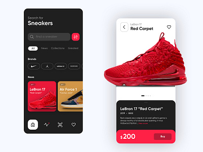 Where's my sneaker? appdesign basketball concept design details digital e commerce app homepage interface lebronjames nike red shoes shop sneaker sneakers ui ui ux ui design ux