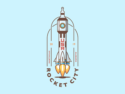 Rocket City badge city design illustration logo rocket space spaceship