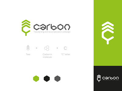 Carbon - Tree planting logo design 3d animation branding carbon color design draw flat graphic design green identity illustration logo logologo logotype minimal typography vector