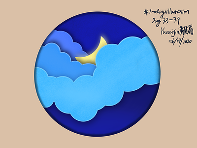 Moon in the Cloud with Digital Paper-Cut Effect