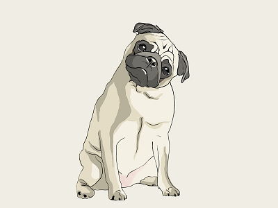 Pug charlotte dessine digital illustration pastel