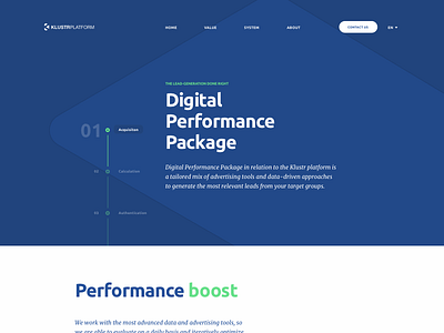 Klustr Platform - Digital Performance Package digital finance landing platform ui ux website