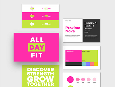 All Day Fit Brand Guideline brand guide branding bright color design identity logo pink