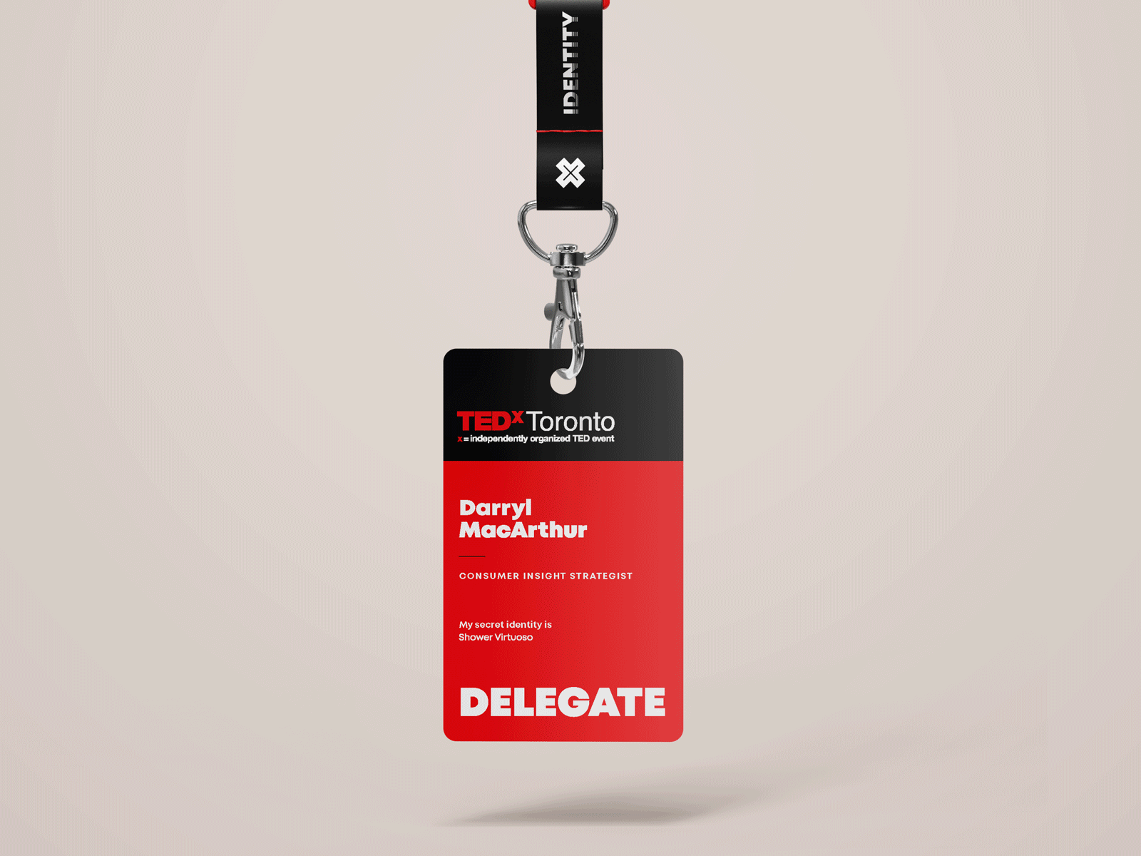 TEDxToronto Lanyard conference design experiential id badge id card design identity identity branding lanyard tedx