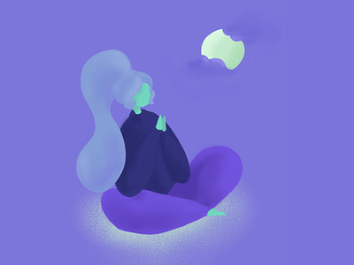 Moonlight Meditation character digital illustration drawing illustration procreate procreate app procreate art purple
