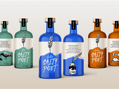 Salty Poet alcohol branding identity packagedesign packaging vodka whiskey