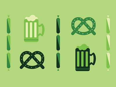 Beers, Brats & Pretzels beer brats german green icon monochrome mug octoberfest pretzel