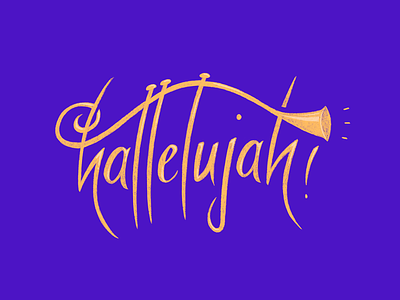 Hallelujah allelulia custom easter hallelujah horn lettering praise procreate risen trumpet type